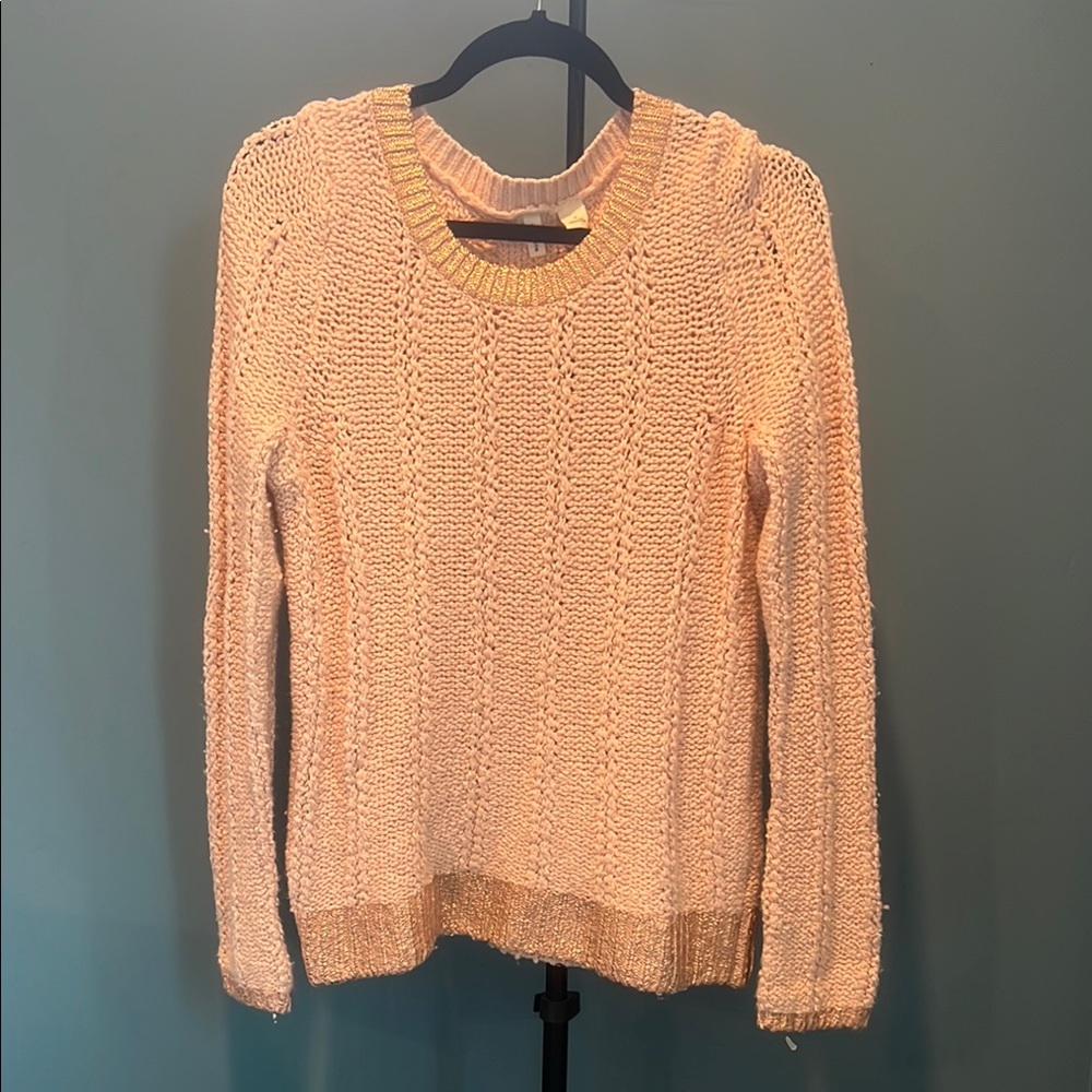 Anthro Pink & Rose Gold Sweater